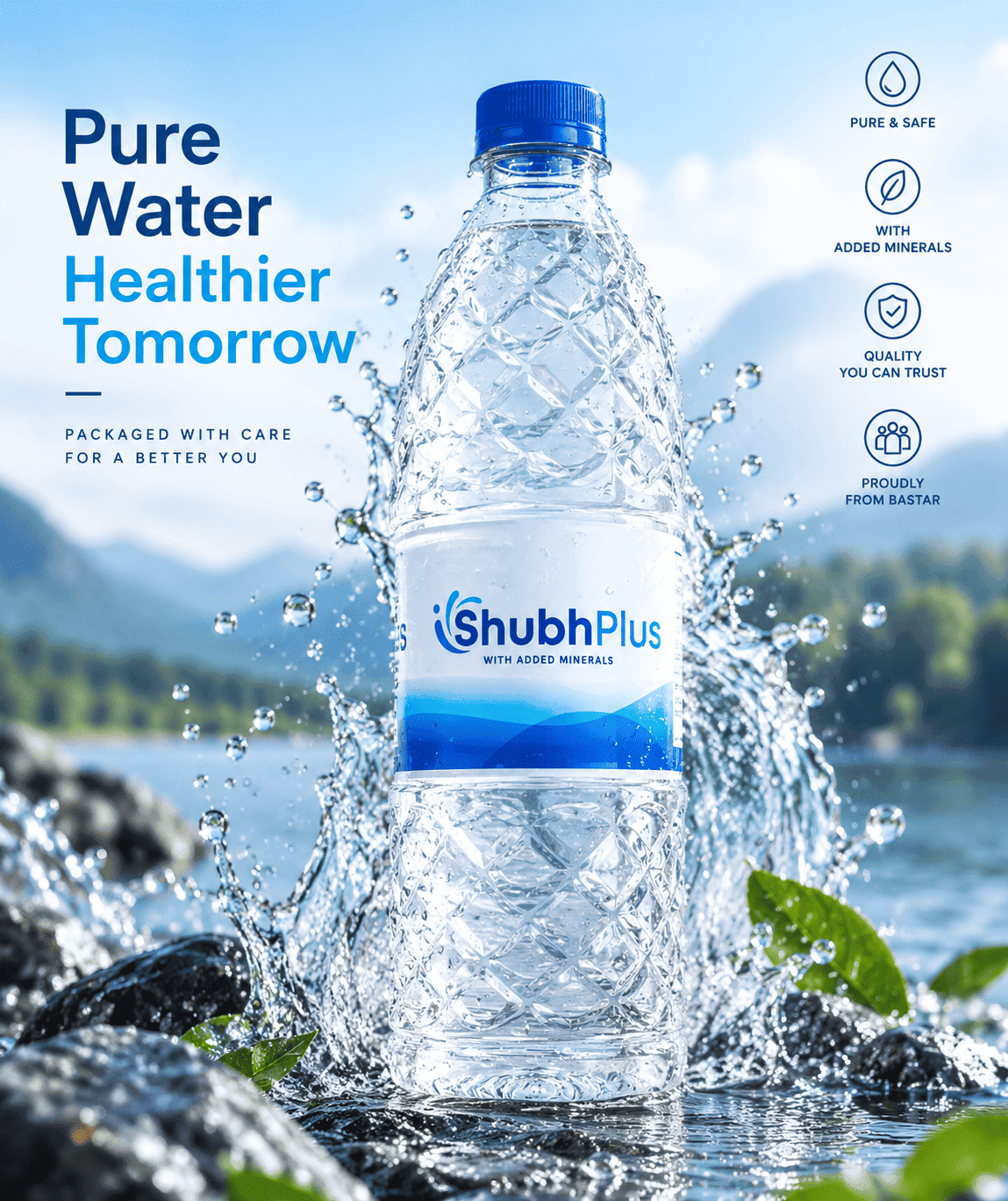 Shubh Plus packaged drinking water bottles